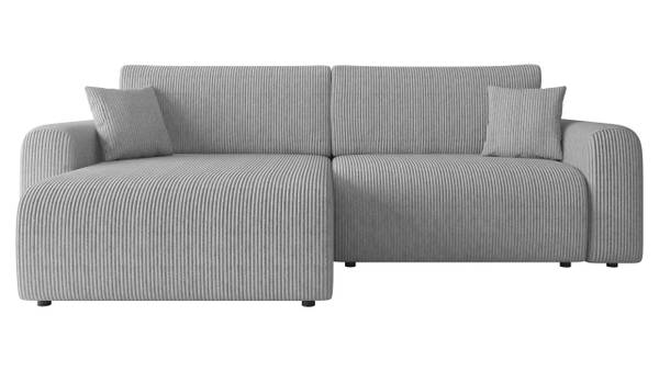 Ecksofa Floryn L Cord Hellgrau