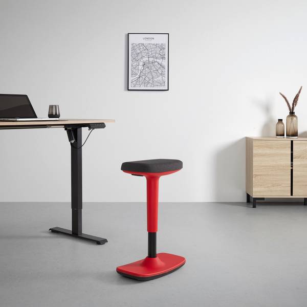 Bürohocker LEON Schwarz - Rot - Metall - Kunststoff - Textil - 44 x 78 x 24 cm