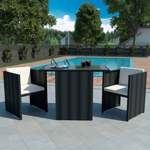 Bistro-Set 292855 3-teilig Schwarz - Polyester - 58 x 76 x 102 cm
