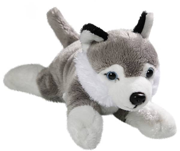 Kuscheltier Husky Grau - Kunstfell - 9 x 11 x 22 cm