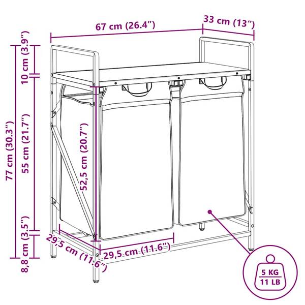 Wäschekorb 3044039 2er Set Raucheiche Dekor - Anzahl Teile im Set: 1