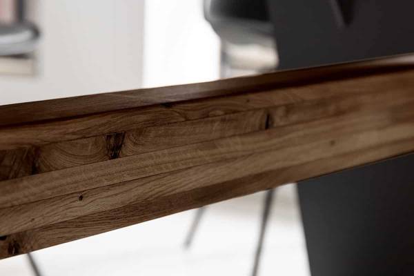 Esstisch GRAND OAK Schwarz - Braun - Eiche - Eisen - 240 x 75 x 100 cm