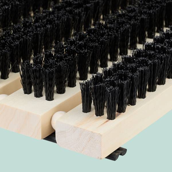 Schuhabstreifer aus Holz Schwarz - Braun - Eisen - 59 x 5 x 36 cm
