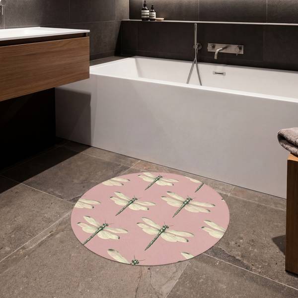 BADEZIMMERTEPPICH Libellen Pink - Microfaser - 70 x 70 x 1 cm