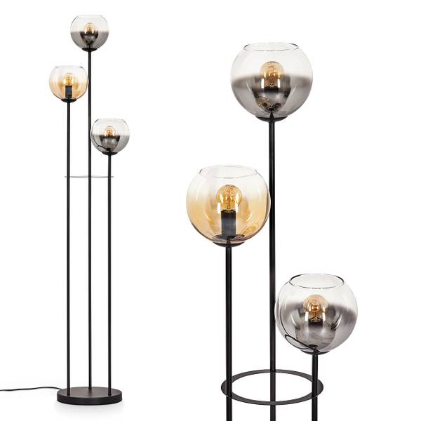 Stehlampe Cesaro Braun - Grau - Metall - 28 x 150 x 86 cm