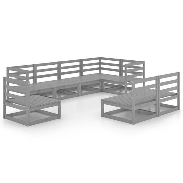 Salon de jardin 3009797-1 (lot de 8) Gris - Pin - 70 x 67 x 70 cm