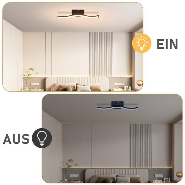 LED Deckenleuchte kld Schwarz - Polycarbonat - 7 x 6 x 35 cm
