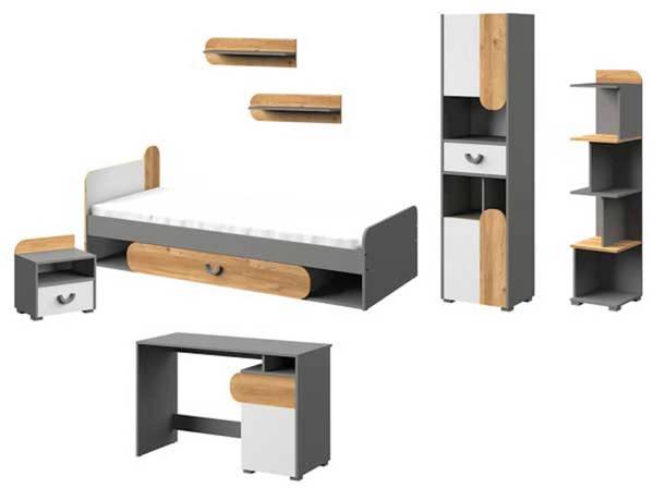 Jugendzimmer-Set CARINA Grau - Holzwerkstoff - 334 x 190 x 198 cm