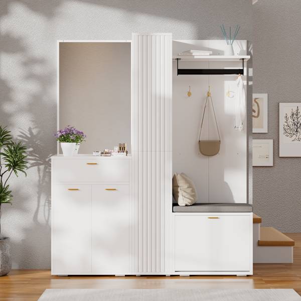 Kledingkastset LucyDiana wit - plaatmateriaal op houtbasis - 36 x 180 x 150 cm