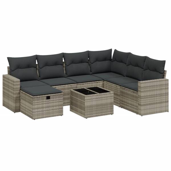 Garten-Lounge-Set 3036422-2 8-teilig Grau - Polyrattan - 62 x 69 x 62 cm