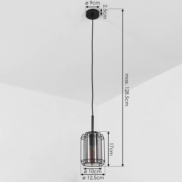 Deckenleuchte Fortullino Schwarz - Grau - Metall - 16 x 28 x 16 cm