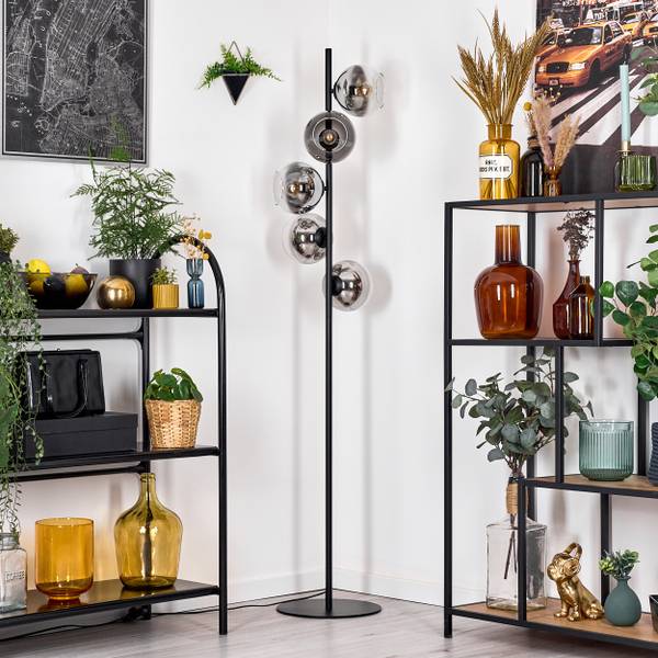 Stehlampe Cesaro Grau - Silber - Metall - 31 x 160 x 31 cm