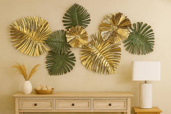 Wandbild VERDURE Gold - Metall - 7 x 49 x 90 cm