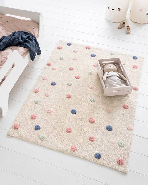 Kinderteppich PUNKTEN Weiß - Textil - 120 x 1 x 170 cm