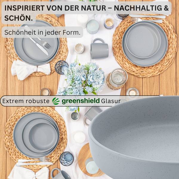 Pastaschalen Leeds - 6er Set Grau - Stein - 21 x 5 x 21 cm