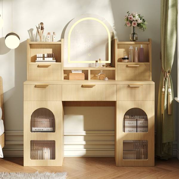 Schminktisch mit Spiegel NaturGLOW Holz