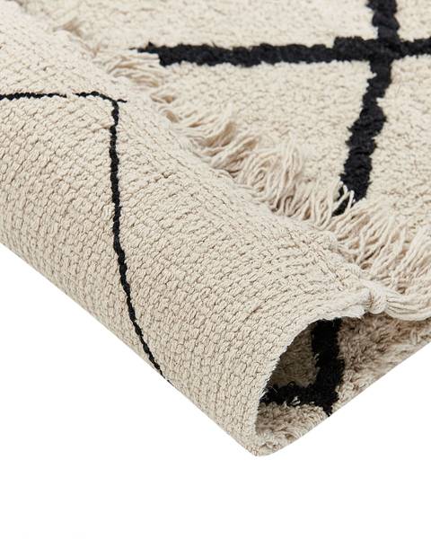 Laagpolig ELDES beige - zwart - natuurvezel - 160 x 160 x 230 cm