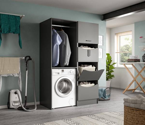 Wasmachinekast (2-delig) antracietkleurig