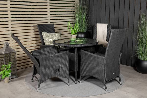 Chaise de jardin Padova lot de 2 Noir - Rotin - 62 x 102 x 67 cm