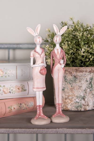 Decoratie Beeld Konijn Easter&Ictor wit - kunststof - 4 x 22 x 4 cm