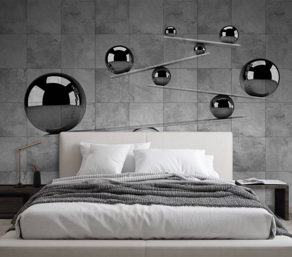 Fototapete Beton Kugeln 3D Effekt 254 x 184 cm