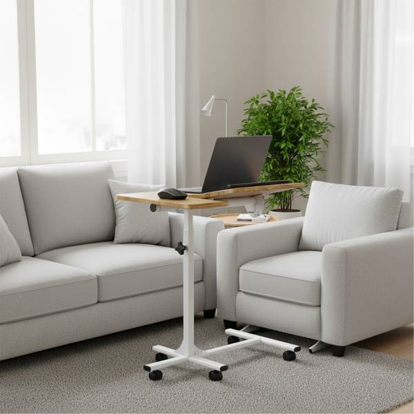 PIPIPOXER 60×40cm Laptoptisch Höhenverstellbar mit 2 Stopp-Leisten, Mobiler Stehtisch mit 4