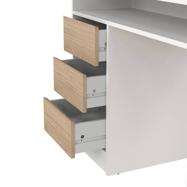 Schreibtisch FunctionPlus Weiß - Holzwerkstoff - 126 x 76 x 55 cm