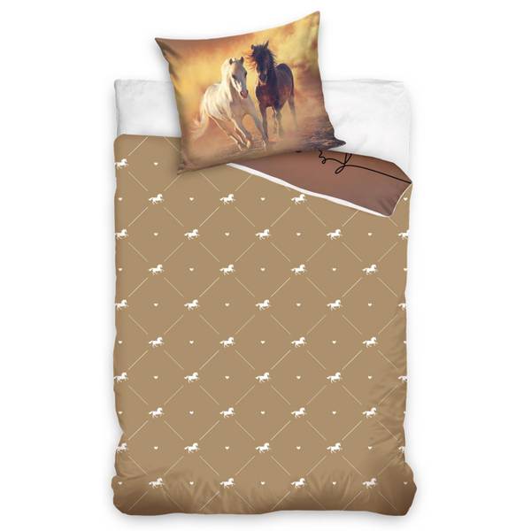 Bettwäsche Pferde in braun Braun - Textil - 135 x 200 x 1 cm