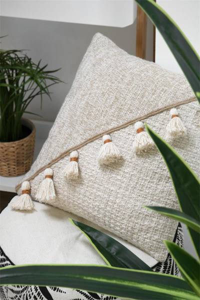 Kissen ZIANA Beige - Textil - 45 x 45 x 2 cm
