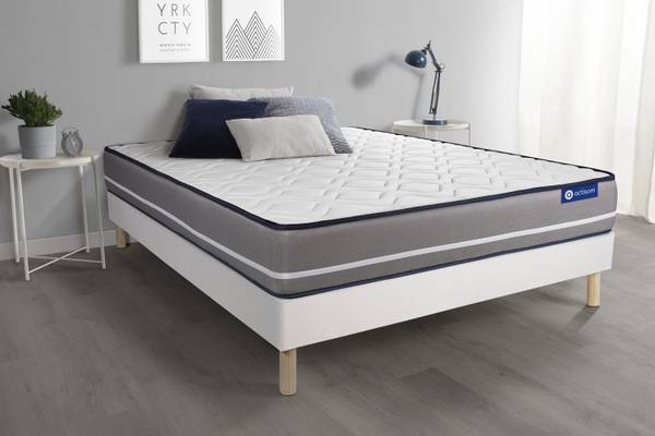 Bettgestell und Matratze Actimemo pur - Weiß - Massivholz - 150 x 49 x 195 cm