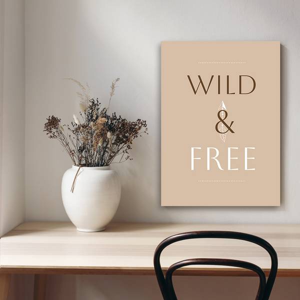 Wandbild schriftzug „wild & free” 70 x 100 cm