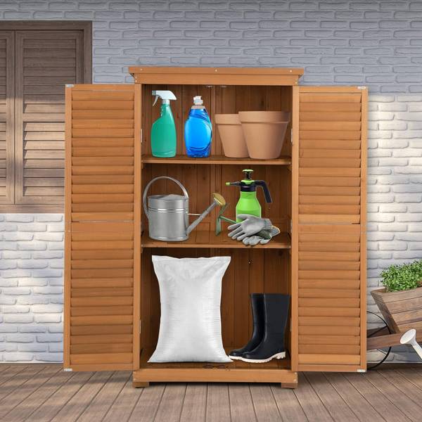 Gartenschrank Holz Braun - Massivholz - 42 x 160 x 87 cm