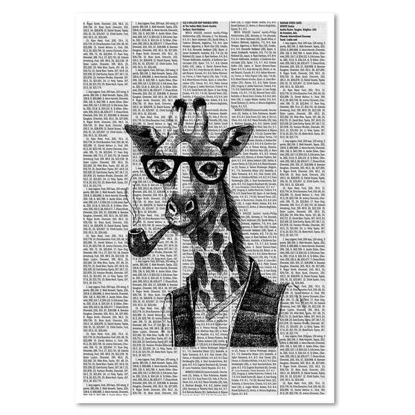 Wandbild giraffe mit pfeife 70 x 100 cm