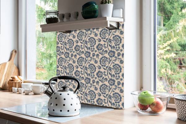 Selbstklebende Fliesen (9 St.) Blumen Grau - Polyester PVC - 30 x 30 x 0 cm