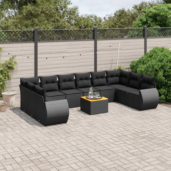 Garten-Lounge-Set 3034774-1 (11-teilig) Schwarz