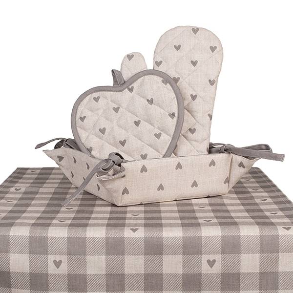 Brotkorb Herzen LOVING CHIC Beige - Textil - 35 x 8 x 35 cm