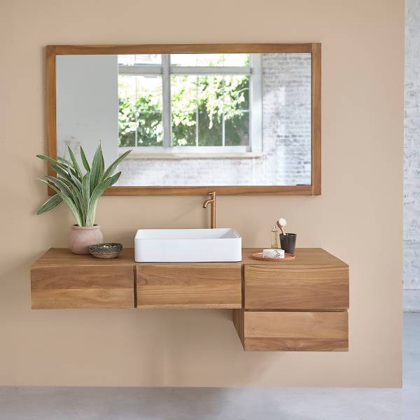 Waschbeckenunterschrank MILAN Beige - Massivholz - 145 x 40 x 55 cm