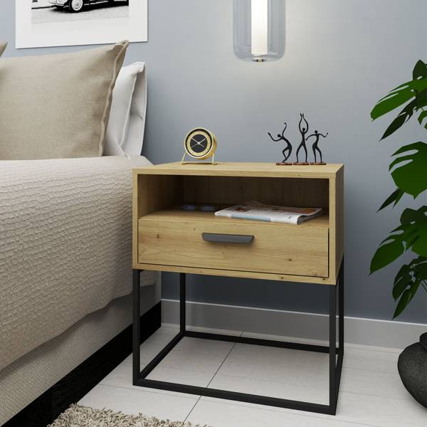 Table de nuit RECTUS Imitation chêne - Profondeur : 60 cm
