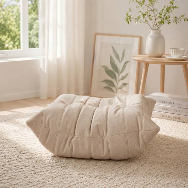 Sitzsack Sitzolo Podi Beige - Strukturstoff - Flachgewebe - 80 x 35 x 65 cm