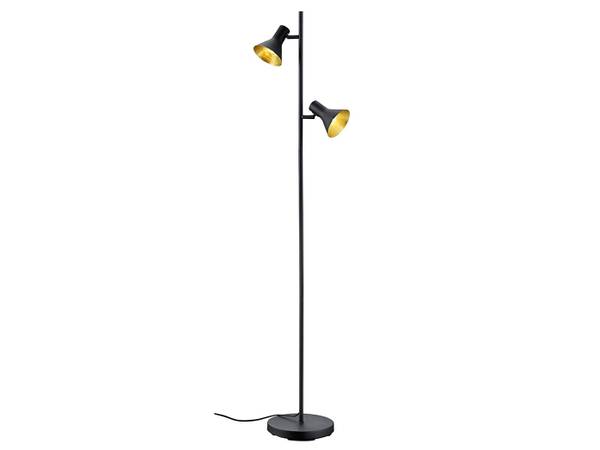 LED Stehlampe dimmbar Schwarz Gold Schwarz - Gold - Metall - 34 x 144 x 34 cm