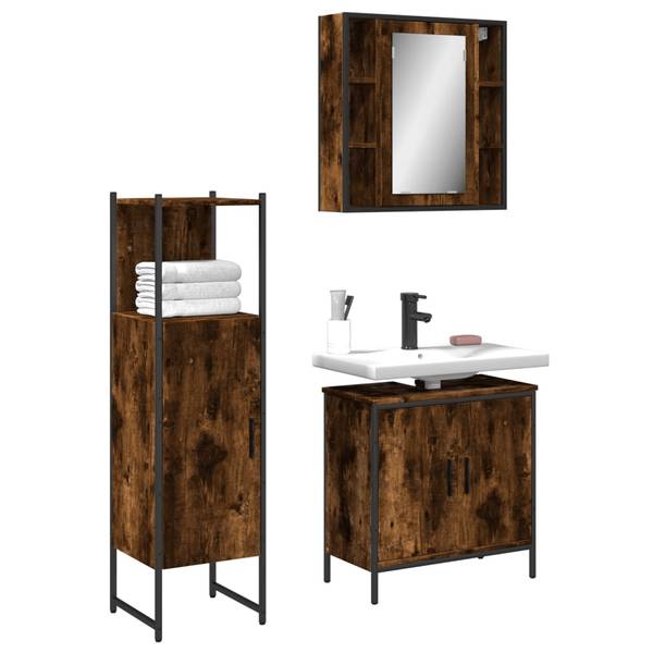 Meubles de bain 3033727 lot de 3 Marron - Bois manufacturé - 16 x 60 x 60 cm