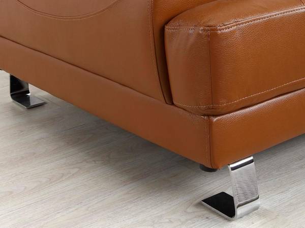 Sofa EXCELSIORA Braun - Echtleder - Textil - 165 x 74 x 265 cm