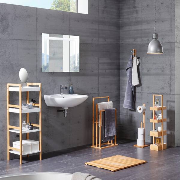 Toilettenpapierhalter ANNI Beige - Holz teilmassiv - 19 x 71 x 19 cm