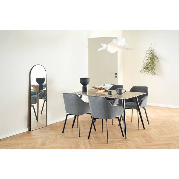 Table à manger Wicklow Marron - En partie en bois massif - 140 x 75 x 80 cm