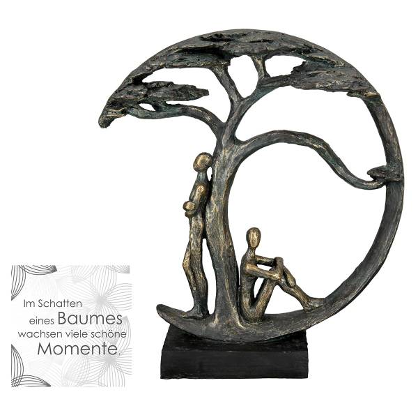 Poly Skulptur Baum Shadow bronzefarben Grau - Kunststoff - 28 x 32 x 9 cm