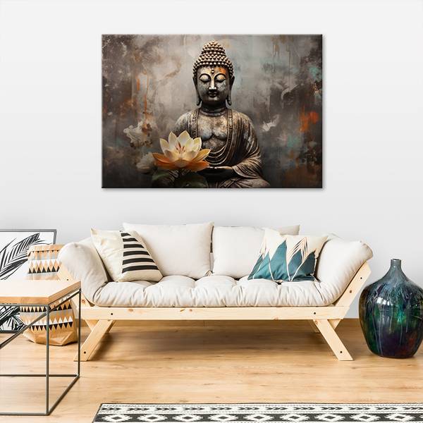 Canvas schilderij Boeddha 90 x 60 cm