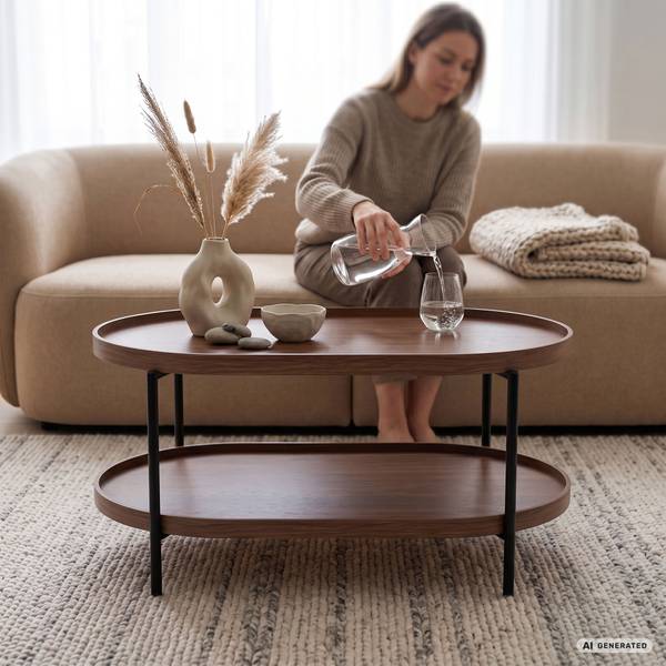 Loft Couchtisch CORTADO 5613 Schwarz - Walnuss Dekor - Walnuss