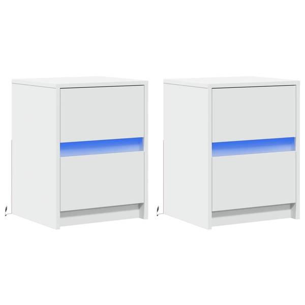 Nachttisch mit LED 2er Set X7502 Weiß