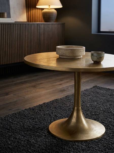 Couchtisch LUNIGIANA mit Sockelfuß Gold - Aluminium - 60 x 47 x 60 cm