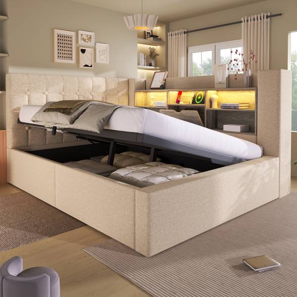 Polsterbett GLOWLEINⅡ Beige - 200 x 140 cm - 158 x 213 cm